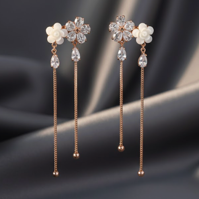 Long Floral Drop Earring