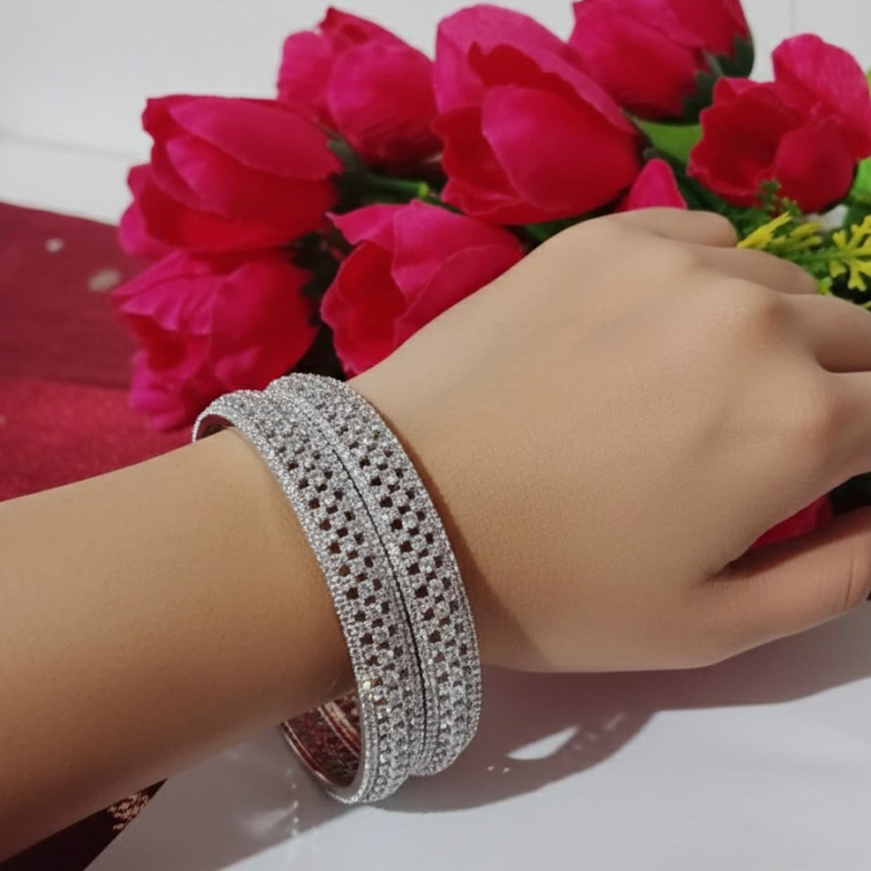 Silver Spark Aura AD Bangles