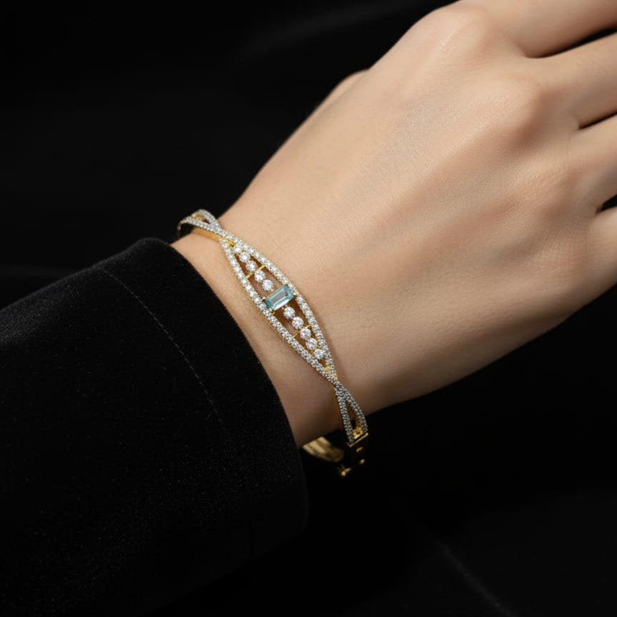 Twirl Charm Premium CZ Cuff Bracelet