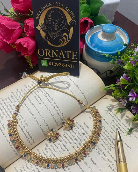 Navratna Blossom Necklace Set