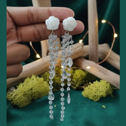 Long Tassel Crystal Earring