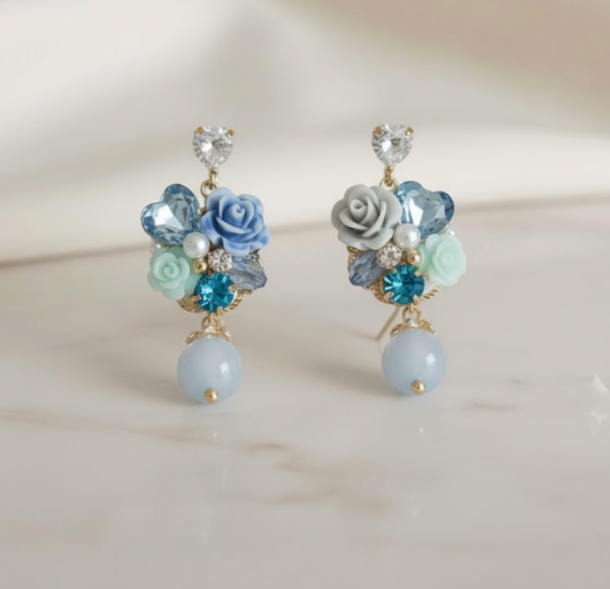 Blue Flower Earring