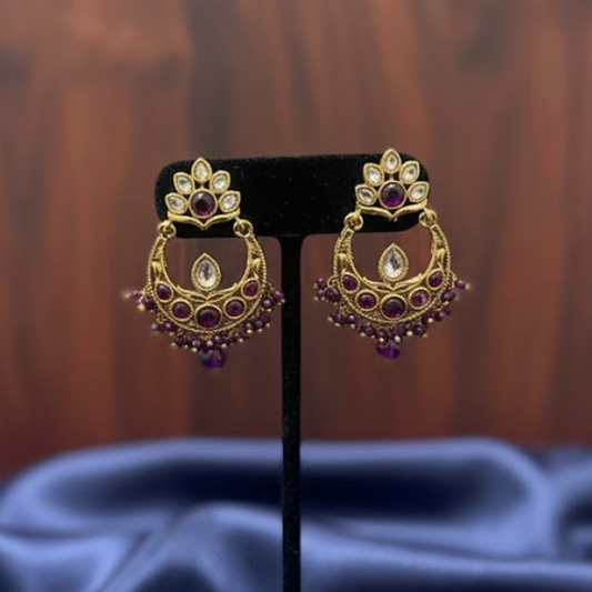 Ruby Crescent Earring