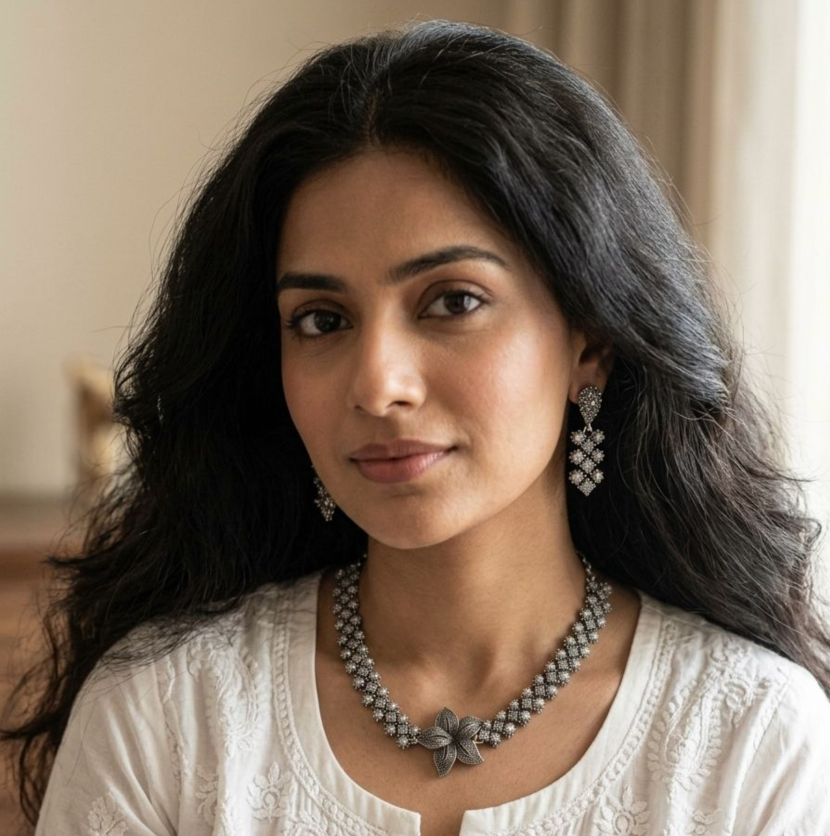 Oxidised Floral Necklace Set