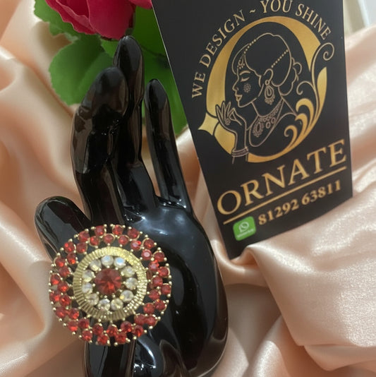 Cluster Red Adjustable Ring