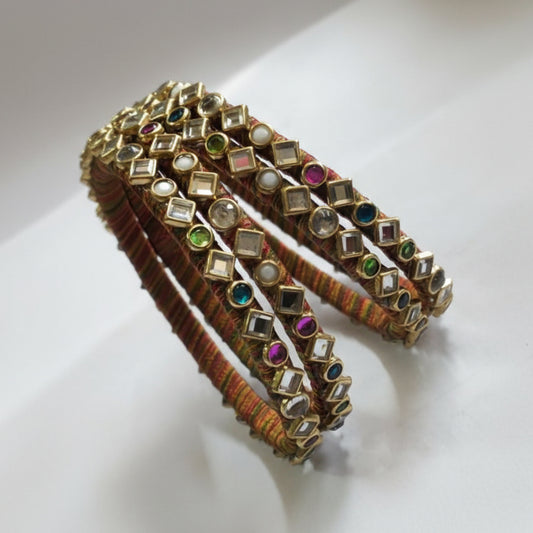 Vibrant Kundan Resham Kangan