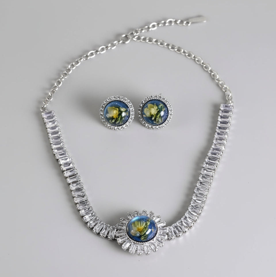Blue Floral Mirage Necklace Set