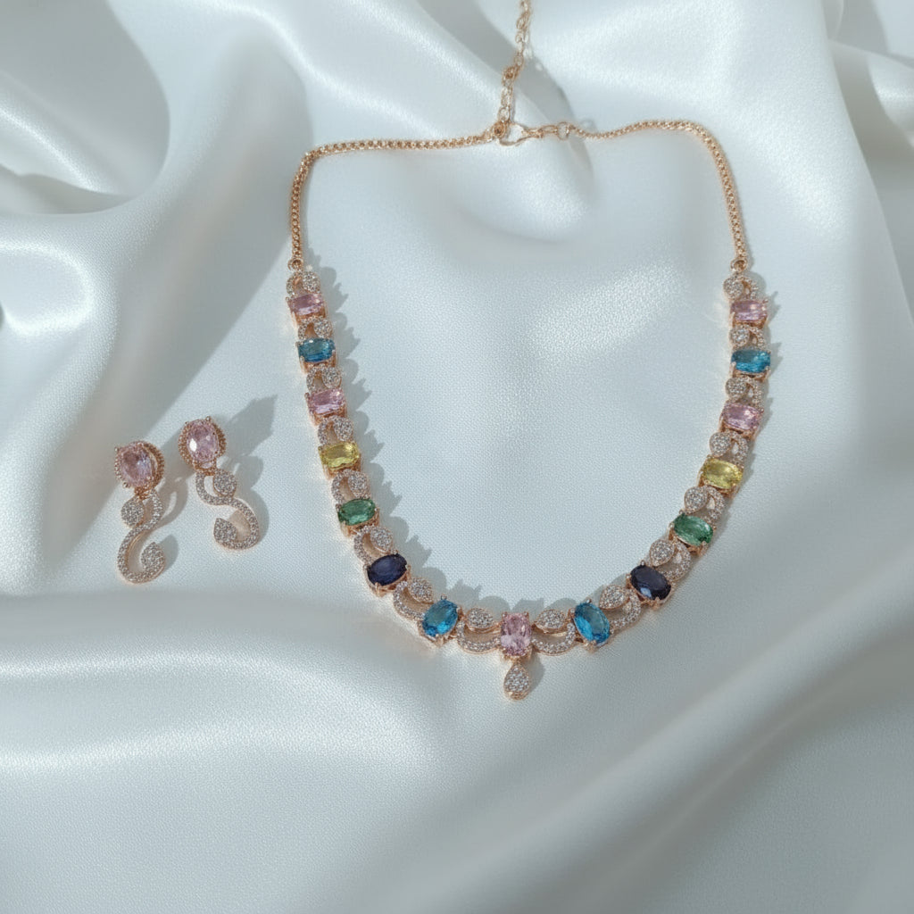 Rosewood Radiance AD Necklace Set