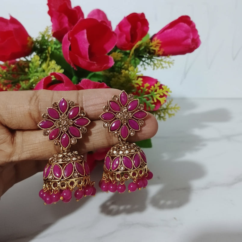 Maroon Pankhuri Jumkha