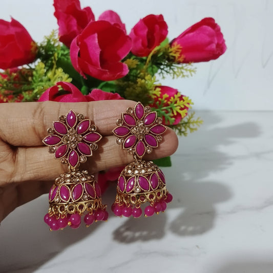 Maroon Pankhuri Jumkha