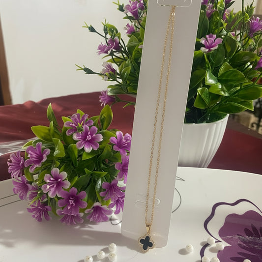 Black Petal Pendant Chain