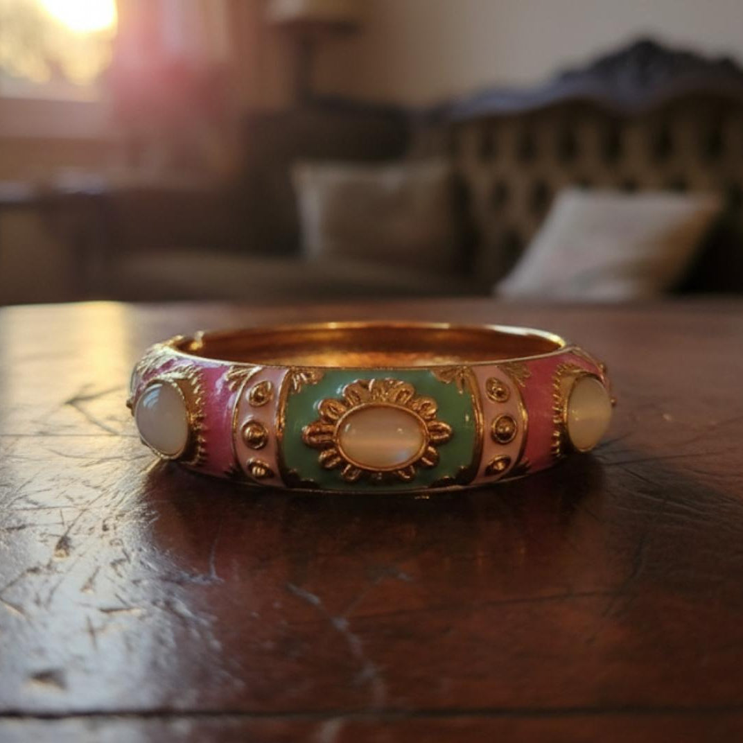 Pink Dream Hinged Enamel Bangle