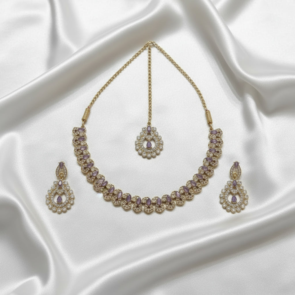 Amethyst Drop Necklace Set