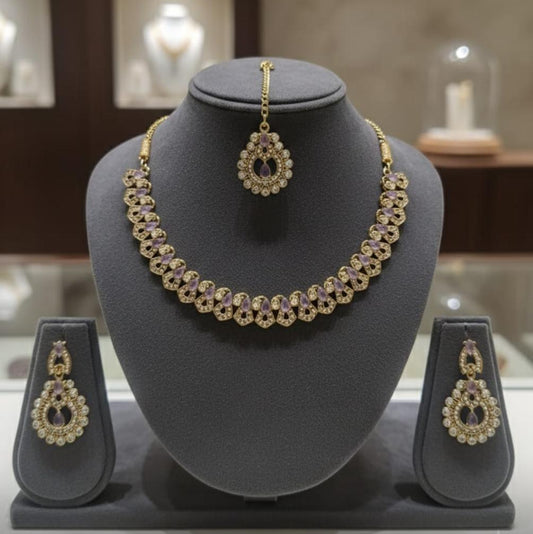 Amethyst Drop Necklace Set