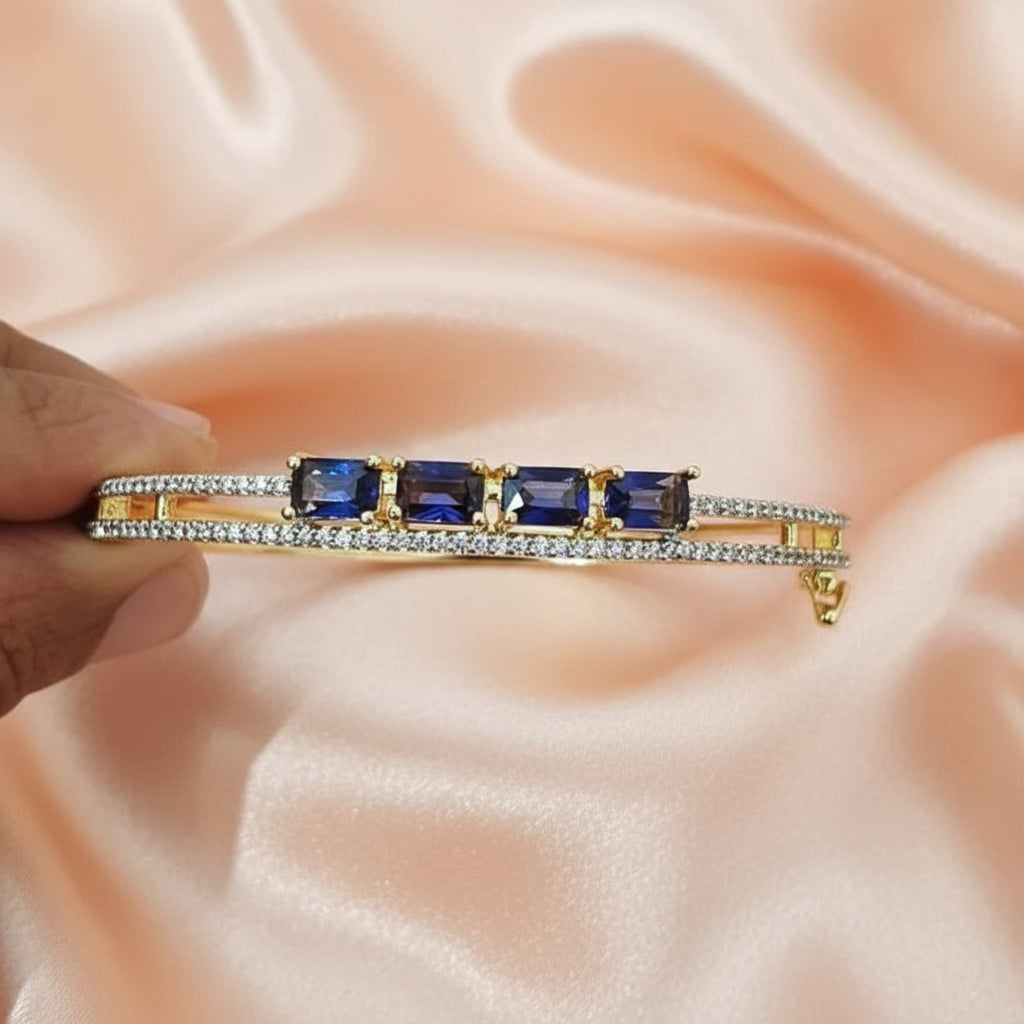 Sapphire Mist Premium CZ Cuff Bracelet