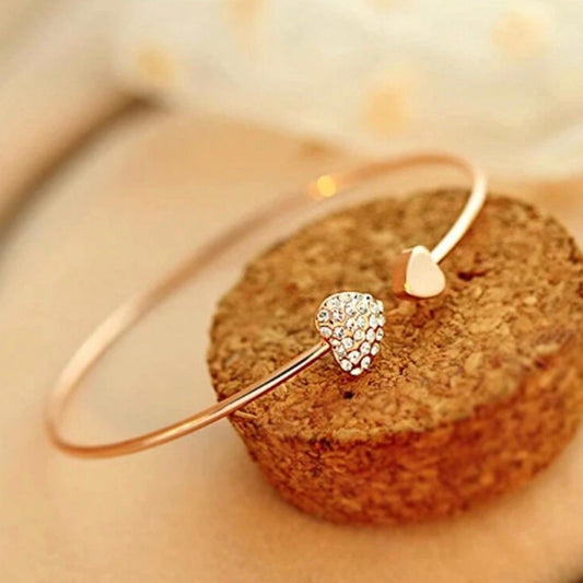 Crystal Double Heart Gold Plated Bracelet