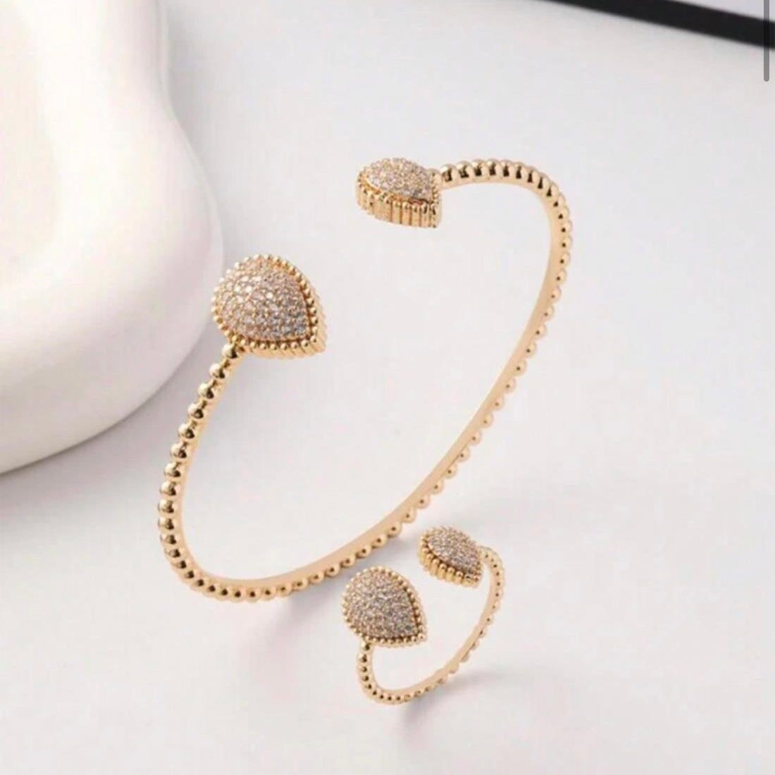 Teardrop Rhinestone  Korean Bracelet with Ring #Bracelet