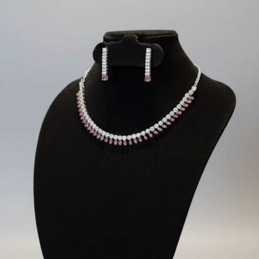 Blush Pink Crystal Necklace Set