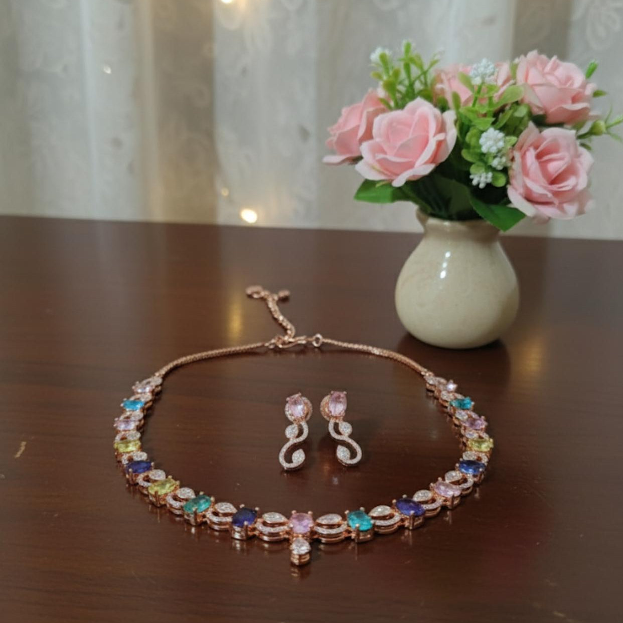 Rosewood Radiance AD Necklace Set