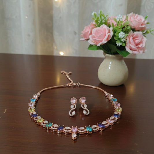Rosewood Radiance AD Necklace Set