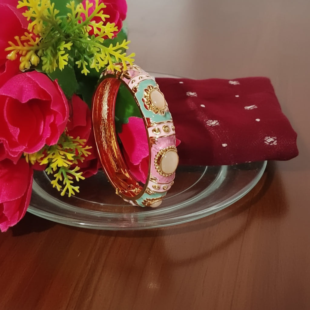 Pink Dream Hinged Enamel Bangle