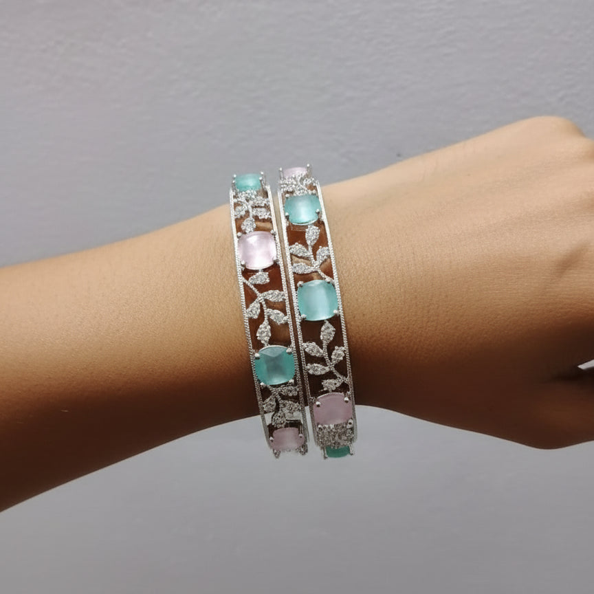 Pastel Leafy AD Premium Bangles