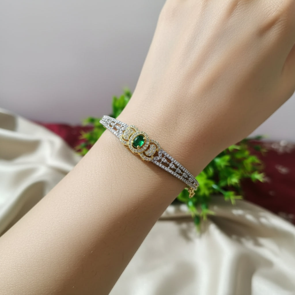 Emerald Crown Premium CZ Cuff Bracelet
