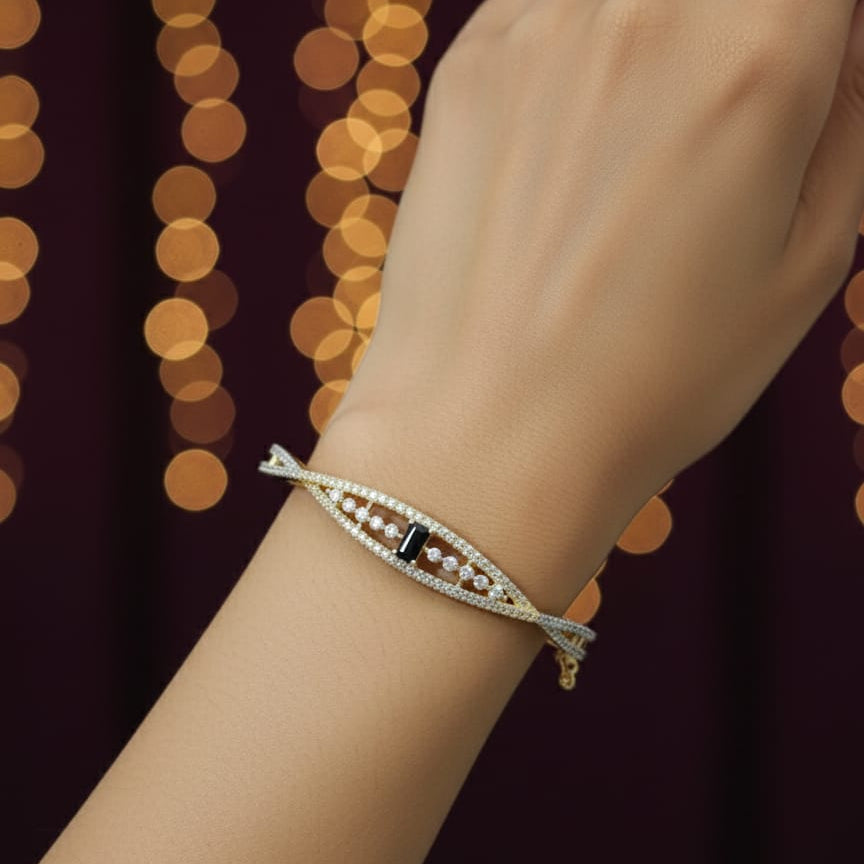 Twirl Charm Premium CZ Cuff Bracelet