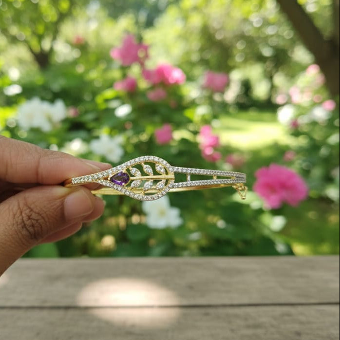 Radiant Leafy Premium CZ Cuff Bracelet