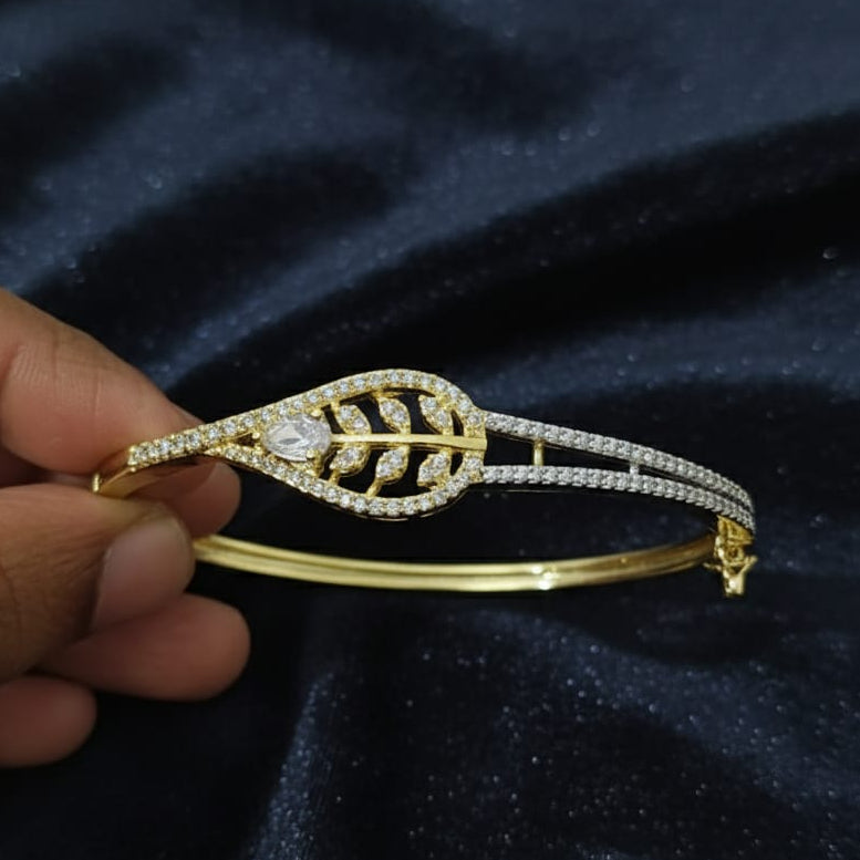 Radiant Leafy Premium CZ Cuff Bracelet